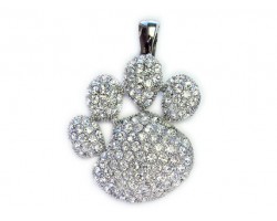 Clear Crystal Paw Print Magnetic Pendant