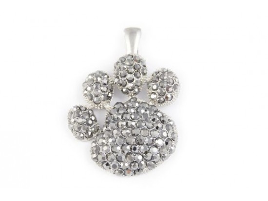 Hematite Crystal Paw Print Magnetic Pendant