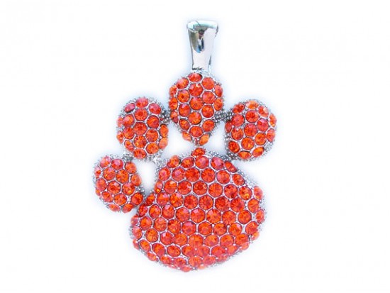 Orange Crystal Paw Print Magnetic Pendant Orange Crystal Paw Print Magnetic Pendant