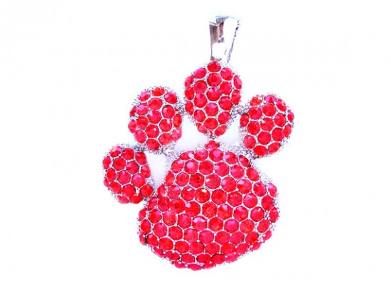 Light Siam Crystal Paw Print Magnetic Pendant
