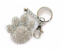 Paw Print With Clear Crystals Key Chain