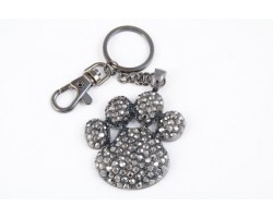 Paw Print With Hematite Crystals Key Chain