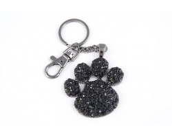 Paw Print With Jet Crystals Key Chain