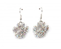 AB Clear Crystal Paw Print Fish Hook Earrings AB Clear Crystal Paw Print Fish Hook Earrings