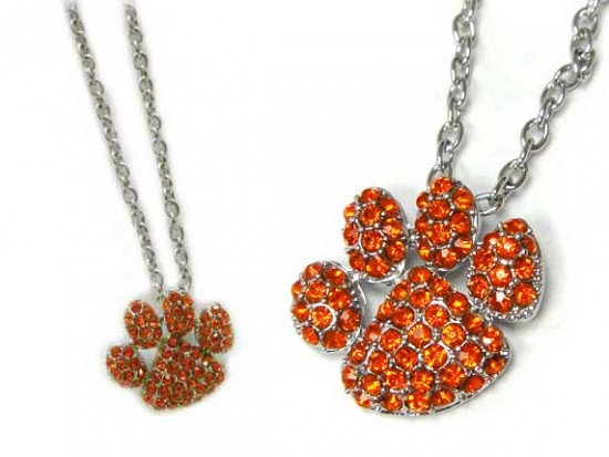 Orange Crystal Paw Print Chain Necklace Orange Crystal Paw Print Chain Necklace