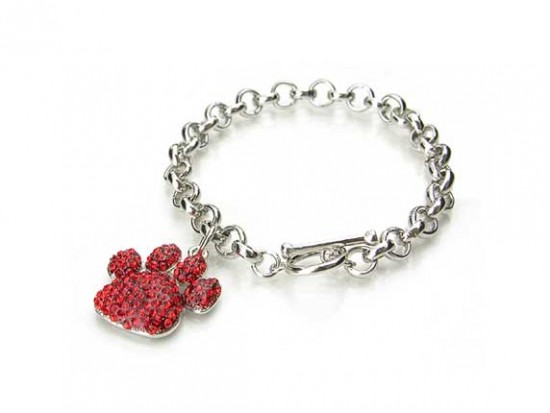 Light Siam Red Crystal Paw Charm Bracelet