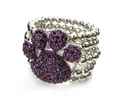 Amethyst Crystal Paw Multi Strand Stretch Bracelet