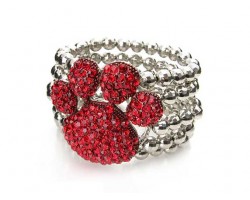 Light Siam Crystal Paw Multi Strand Stretch Bracelet