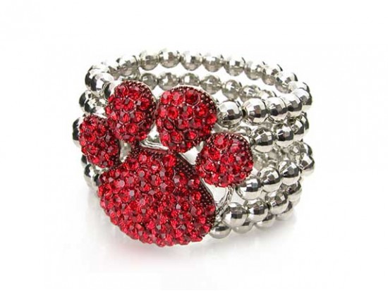 Light Siam Crystal Paw Multi Strand Stretch Bracelet Light Siam Crystal Paw Multi Strand Stretch Bracelet