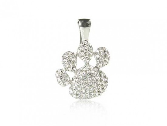 Clear Crystal Paw Print Magnetic Bail Pendant Clear Crystal Paw Print Magnetic Bail Pendant
