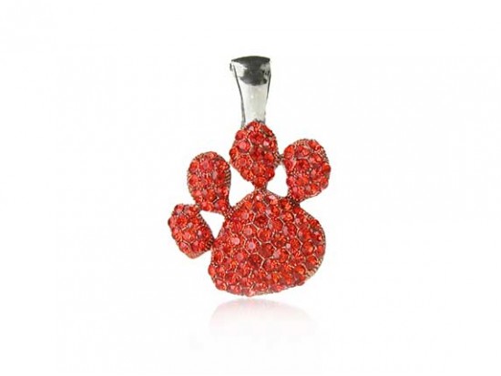 Orange Crystal Paw Print Magnetic Bail Pendant