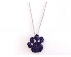 Purple Large Paw Print Pendant Chain Necklace
