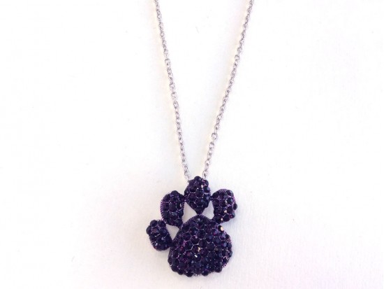 Purple Large Paw Print Pendant Chain Necklace Purple Large Paw Print Pendant Chain Necklace
