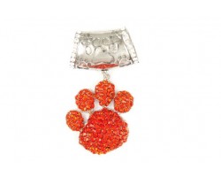 Orange Pave Paw Print Pendant with Paw Print Bail Orange Pave Paw Print Pendant with Paw Print Bail