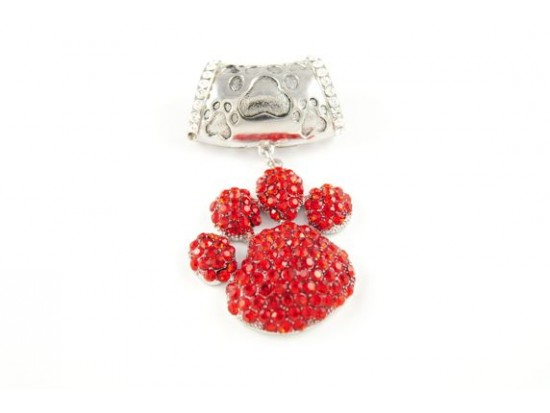 Light Siam Pave Paw Print Pendant with Paw Print Bail Light Siam Pave Paw Print Pendant with Paw Print Bail