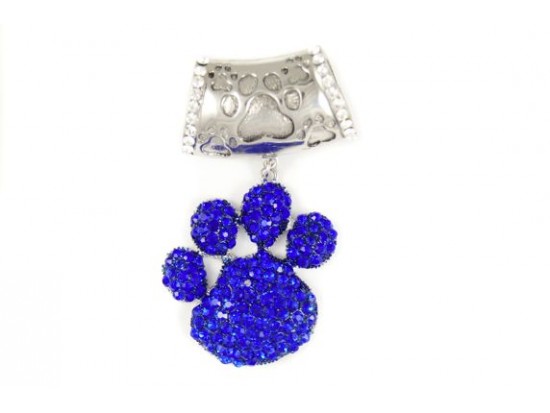 Sapphire Pave Paw Print Pendant with Paw Print Bail