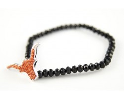 Longhorn Crystal Bead Stretch Bracelet with Charm