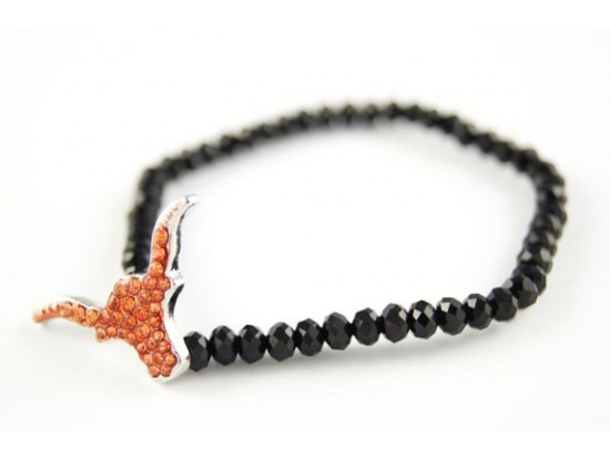 Longhorn Crystal Bead Stretch Bracelet with Charm Longhorn Crystal Bead Stretch Bracelet with Charm