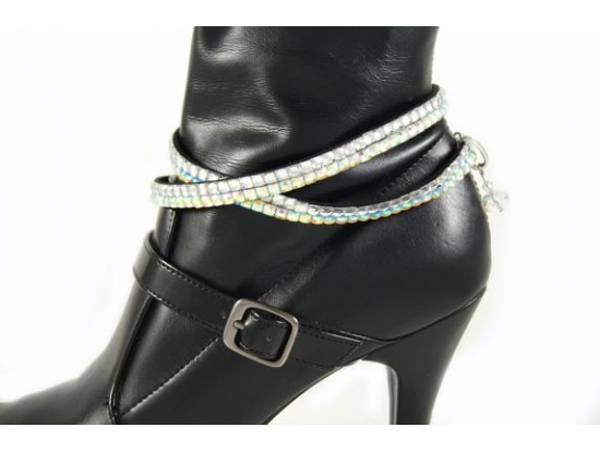 Clear AB Crystals Flat Wrap Shoe Boot Jewelry