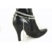 Metallic Silver Crystals Flat Wrap Shoe Boot Jewelry