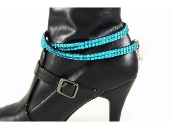 Blue Zircon Crystals Flat Wrap Shoe Boot Jewelry