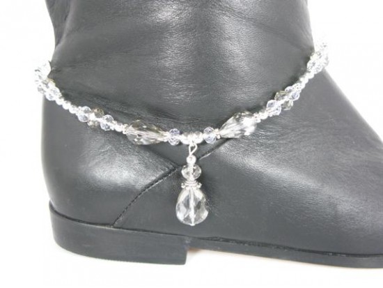 Black Diamond Crystal Teardrop Shoe Boot Jewelry