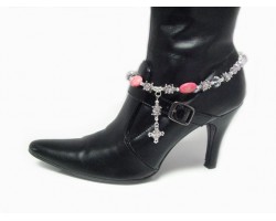 Pink Crystal Silver Cross Charm Shoe Boot Jewelry