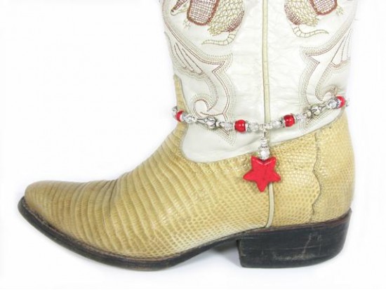 Red Stone Star Charm Shoe Boot Jewelry