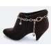Silver Plate Floral Cut Out Crystal Charm Chain Boot Jewelry