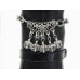 Silver Plate Floral Cut Out Crystal Charm Chain Boot Jewelry