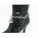 Silver Plate Floral Cut Out Crystal Charm Chain Boot Jewelry
