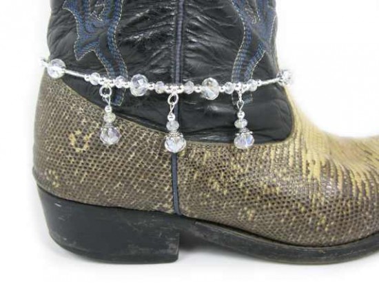 Clear Crystal Rondel Charm Shoe Boot Jewelry