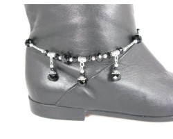 Jet Crystal Rondelle Charm Shoe Boot Jewelry