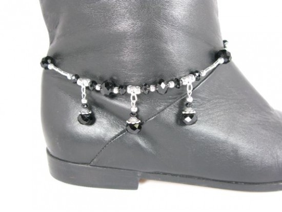 Jet Crystal Rondelle Charm Shoe Boot Jewelry