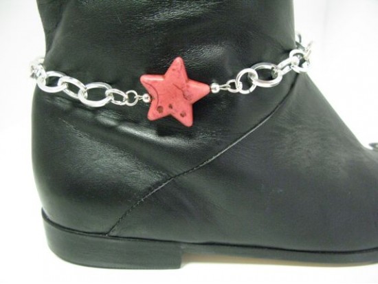 Hot Pink Stone Star Chain Shoe Boot Jewelry