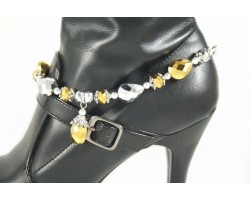 Two Tone Crystal 5 Teardrops Crystal Chain Shoe Boot Jewelry