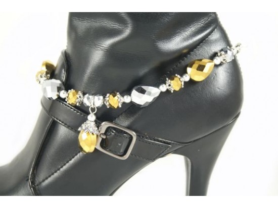 Two Tone Crystal 5 Teardrops Crystal Chain Shoe Boot Jewelry