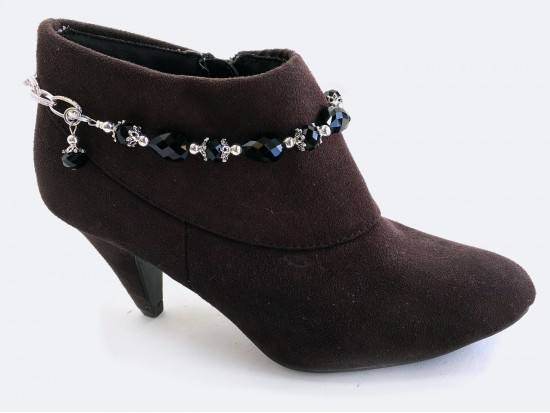 Black Crystal Teardrops Chain Shoe Boot Jewelry