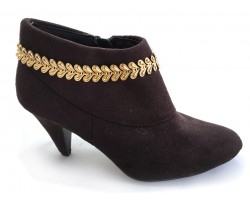 Gold Heart Leaf Pattern Crystal Chain Shoe Boot Jewelry