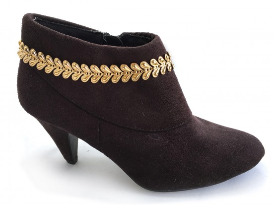 Gold Heart Leaf Pattern Crystal Chain Shoe Boot Jewelry