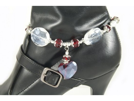 14" Siam Opaque 3 Crystal Charm Shoe Boot Jewelry
