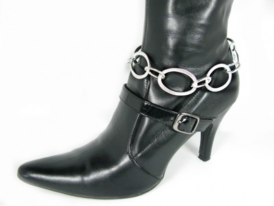 Shiny Silver Plate Extra Large Chain With Tassel Shoe Boot Jewelry