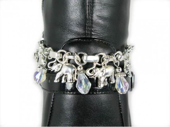 Silver Plate Elephant Charms & Clear AB Crystal Shoe/Boot Jewelry Silver Plate Elephant Charms & Clear AB Crystal Shoe/Boot Jewelry