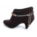 Brown Leather Crystal Stud Boot Shoe Jewelry