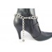 Dark Brown Leather Crystal Stud Boot Shoe Jewelry