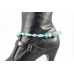 Turquoise Dyed Stone With Crystal And Silver Plated Rose Chain Shoe Boot Jewelry