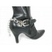 Black Leather Belt With Clear Crystal Silver Rings Boot Shoe Jewelry Black Leather Belt With Clear Crystal Silver Rings Boot Shoe Jewelry