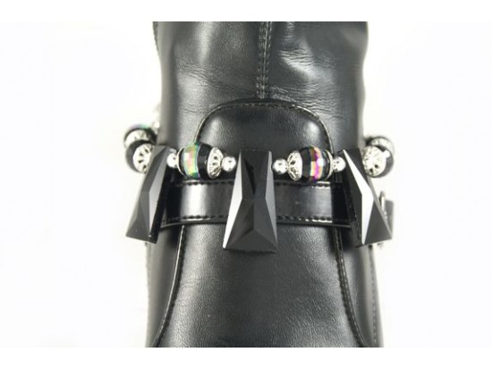 Jet Crystal 3 Trapezoid Drop Shoe Boot Jewelry