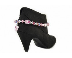 Mauve Pink Aurore Boreale Lampwork Foil Bead Shoe Boot Jewelry