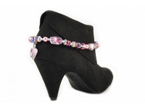Mauve Pink Aurore Boreale Lampwork Foil Bead Shoe Boot Jewelry